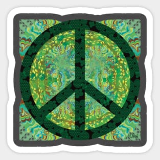 Peace Sign with Green flower of life symbols Sticker